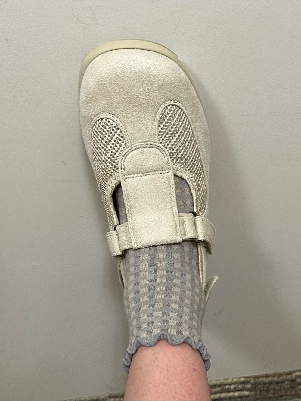 DREW Cream Mary Jane Sneaker with Hook-and-Loop Strap